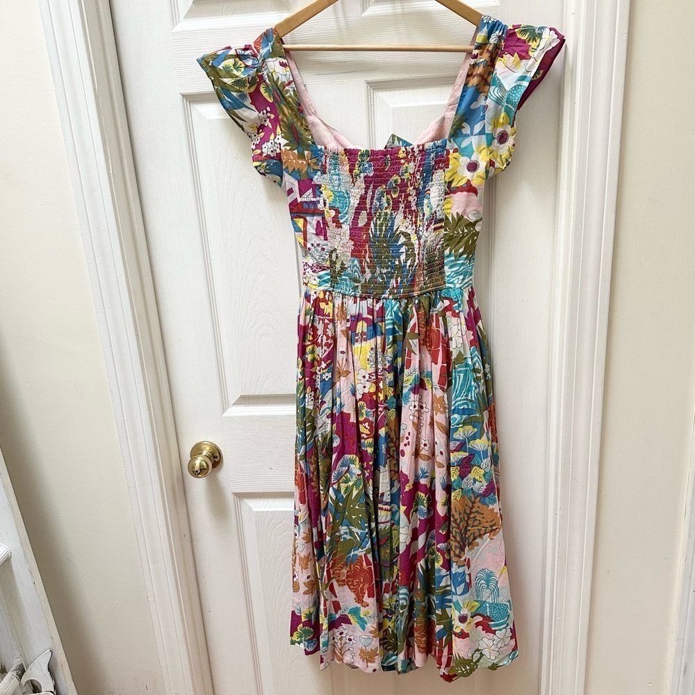 NWT Caroline Constas claudia floral maxi dress smocked tiered summer puff m
